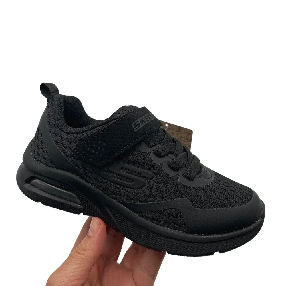 Skechers MicroSpec Max Youth‎ Boys Slip-on Sneaker Size 1 Solid Black Shoes